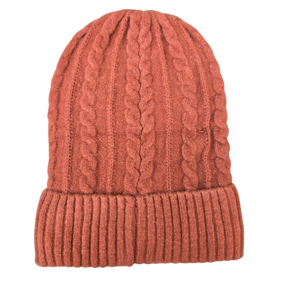 Merino Wool Slouchy Beanie Hat – Rusty Orange , Warm & Stylish Winter Knit - Picture 2 of 2